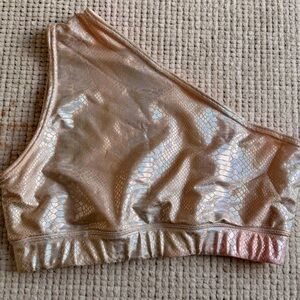 One-Shoulder Metallic Bra in Gold